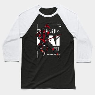 Modern Samurai Hero Cyberpunk Baseball T-Shirt